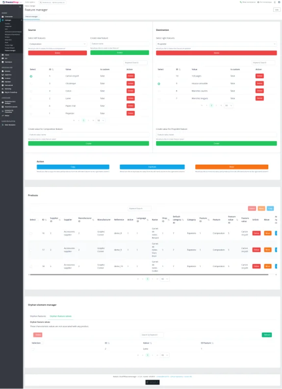 Aperçu module Feature Manager
